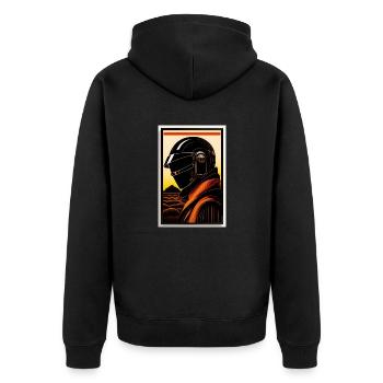 dans le style d’une gravure sur bois - Veste à capuche bio Premium Unisexe - noir - Dos - Nico (187cm)