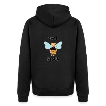 "Roupette le chat" . Chat pique guêpe - Veste à capuche bio Premium Unisexe - noir - Dos - Nico (187cm)