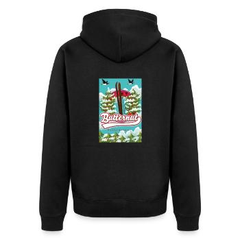 Butternut Massachusetts Skiplakat - Unisex Premium Bio Zip Hoodie - Schwarz - Hinten - Nico (187cm)
