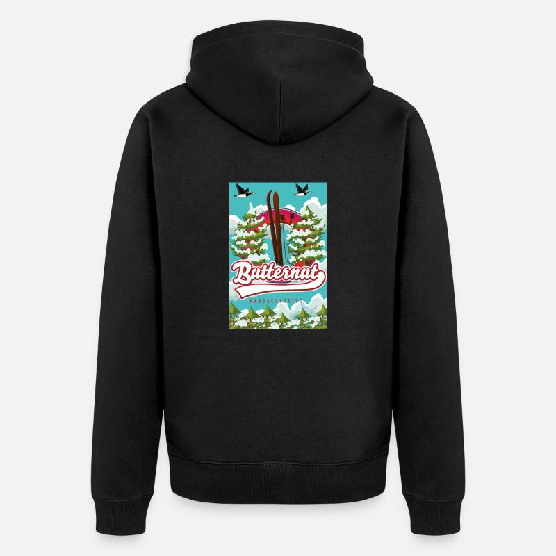 Affiche de ski Butternut massachusetts - Veste à capuche bio Premium Unisexe - noir