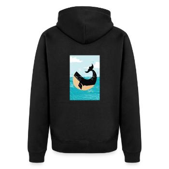 Baleine de dessin animé mignon - Veste à capuche bio Premium Unisexe - noir - Dos - Nico (187cm)