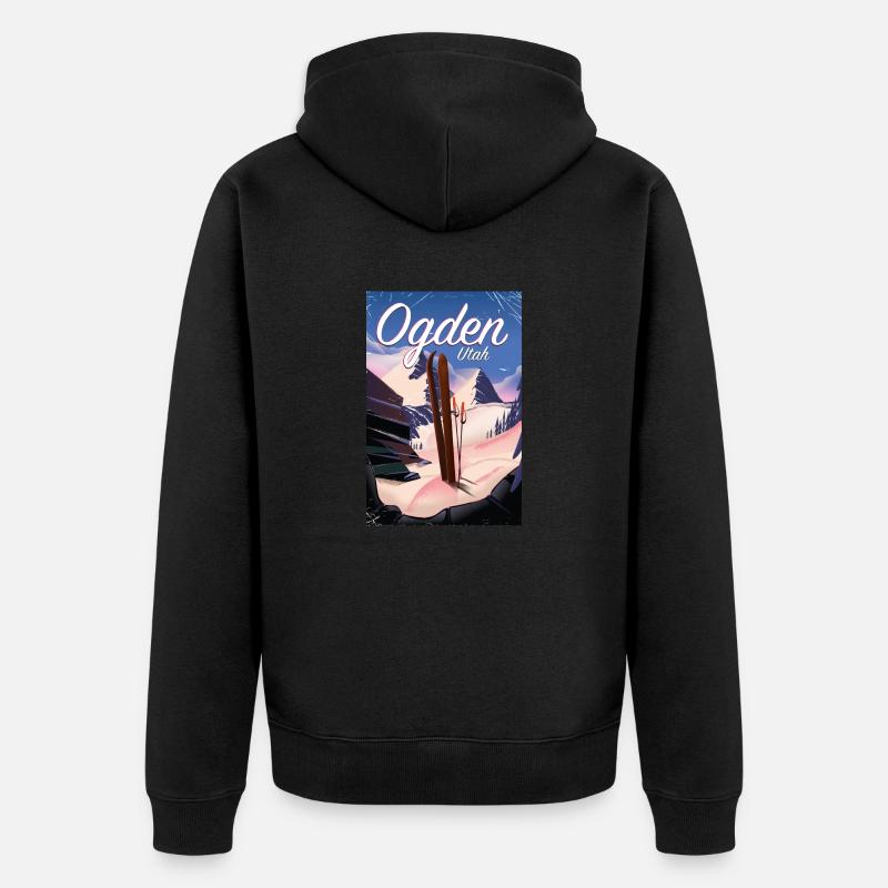 Affiche de ski Ogden Utah - Veste à capuche bio Premium Unisexe - noir