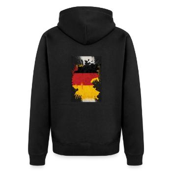 Deutschland Flagge - Unisex Premium Bio Zip Hoodie - Schwarz - Hinten - Nico (187cm)