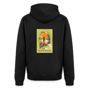 South Korea Travel poster map - Unisex Premium Organic Zip Hoodie - black - Back - Nico (187cm)