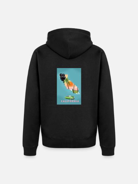 California Movies travel map - Unisex Premium Organic Zip Hoodie - black