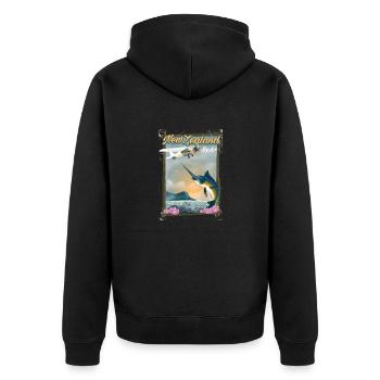 Neuseeland Reiseplakat - Unisex Premium Bio Zip Hoodie - Schwarz - Hinten - Nico (187cm)