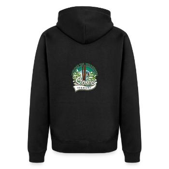 Stowe Vermont Ski-Logo - Unisex Premium Bio Zip Hoodie - Schwarz - Hinten - Nico (187cm)