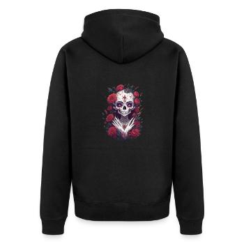 La Catrina 6 - Unisex Premium Bio Zip Hoodie - Schwarz - Hinten - Nico (187cm)