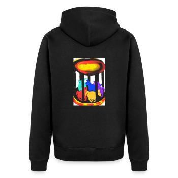 Ponypferde - Unisex Premium Bio Zip Hoodie - Schwarz - Hinten - Nico (187cm)