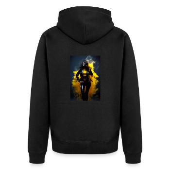 Gelbe Schönheit 1 - Unisex Premium Bio Zip Hoodie - Schwarz - Hinten - Nico (187cm)