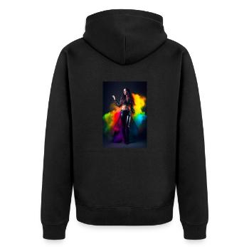 Rainbow Beauty 1 - Unisex Premium Organic Zip Hoodie - black - Back - Nico (187cm)