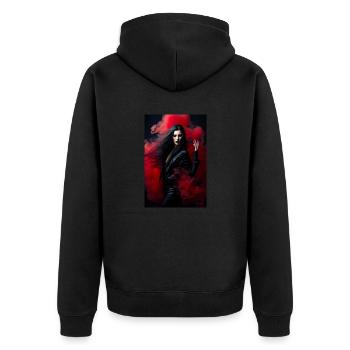 Red Beauty 1 - Unisex Premium Organic Zip Hoodie - black - Back - Nico (187cm)