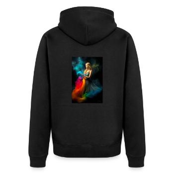 Rainbow Beauty 3 - Unisex Premium Organic Zip Hoodie - black - Back - Nico (187cm)