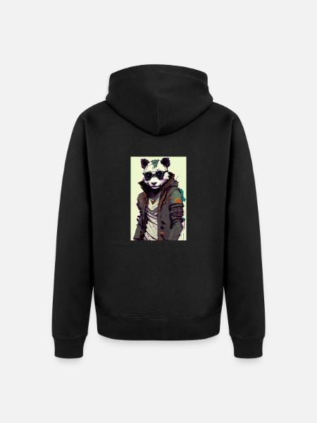 Inkpunk Panda with Sunglasses 2 - Unisex Premium Organic Zip Hoodie - black