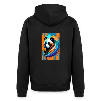 Buntes Kunst Potrait Panda 1 - Unisex Premium Bio Zip Hoodie - Schwarz - Hinten - Nico (187cm)