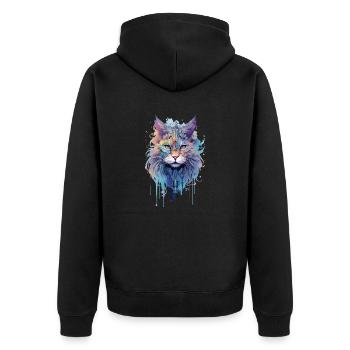 Indie Cat - Unisex Premium Organic Zip Hoodie - black - Back - Nico (187cm)