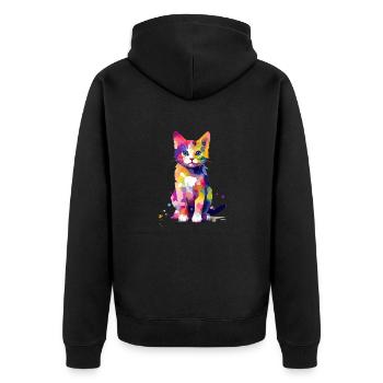 Splash of paint cat - Unisex Premium Organic Zip Hoodie - black - Back - Nico (187cm)