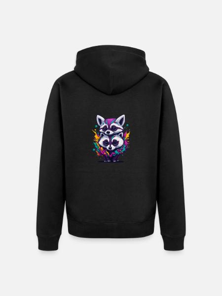Racoon 3 - Unisex Premium Organic Zip Hoodie - black