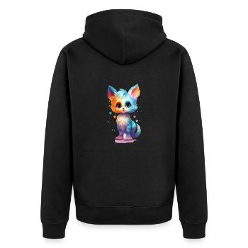 Cute little Sweetheard Kitty Cat Shirt Design - Unisex Premium Organic Zip Hoodie - black - Back - Nico (187cm)