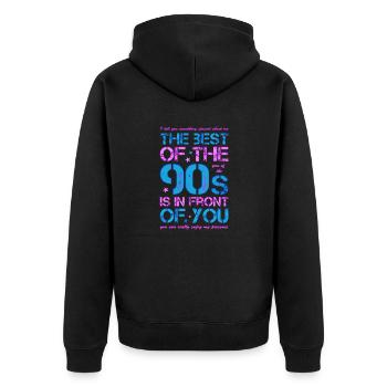 90er 90s Neunziger Jahre best of 90s - Unisex Premium Bio Zip Hoodie - Schwarz - Hinten - Nico (187cm)