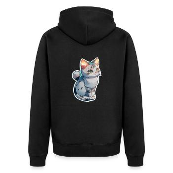 niedliches kleines graues Kätzchen - Unisex Premium Bio Zip Hoodie - Schwarz - Hinten - Nico (187cm)