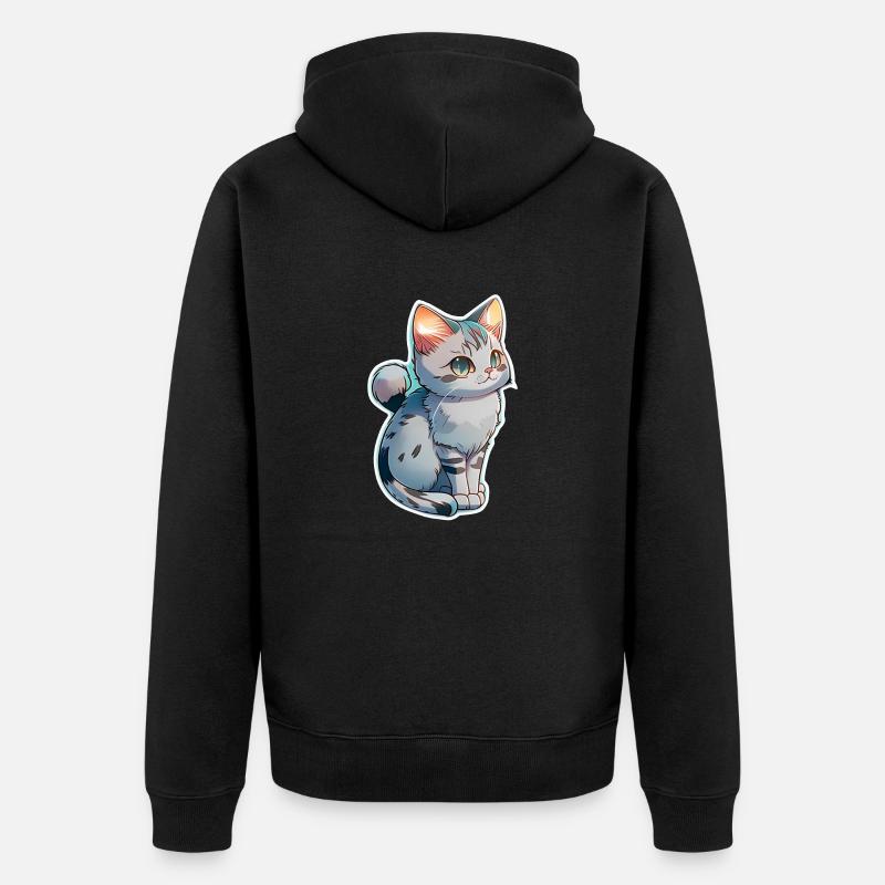 mignon petit chaton gris - Veste à capuche bio Premium Unisexe - noir