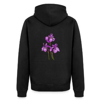 Flowers - Unisex Premium Organic Zip Hoodie - black - Back - Nico (187cm)