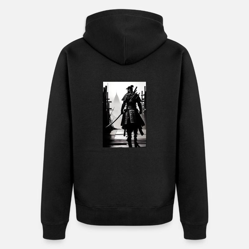 Samouraï Noir et Blanc Design - Veste à capuche bio Premium Unisexe - noir