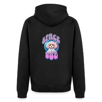 Space dog Poodle retro - Unisex Premium Organic Zip Hoodie - black - Back - Nico (187cm)