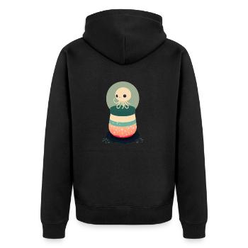 Mignonne pieuvre assise dans sa joyeuse petite bulle - Veste à capuche bio Premium Unisexe - noir - Dos - Nico (187cm)