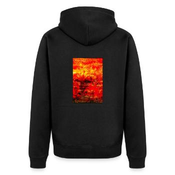 Peinture acrylique « LaVa » par Marco Eckenbrecht - Veste à capuche bio Premium Unisexe - noir - Dos - Nico (187cm)