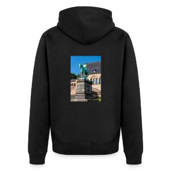 Equestrian statue of Wilhelm I at The Kaiserpfalz - Unisex Premium Organic Zip Hoodie - black - Back - Nico (187cm)