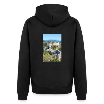 Festung Knin (Kninska tvrđava) Kroatien - Unisex Premium Bio Zip Hoodie - Schwarz - Hinten - Nico (187cm)
