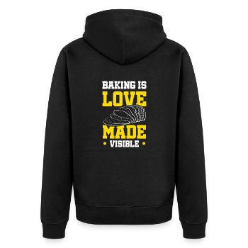 Baking is Love - Unisex Premium Organic Zip Hoodie - black - Back - Nico (187cm)