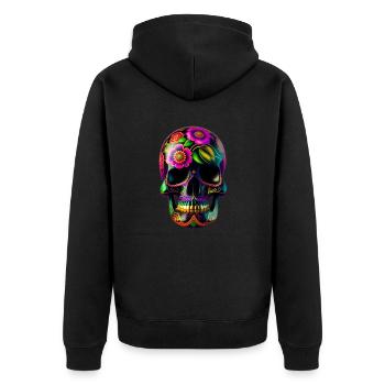 Skull in Mexican style - Unisex Premium Organic Zip Hoodie - black - Back - Nico (187cm)