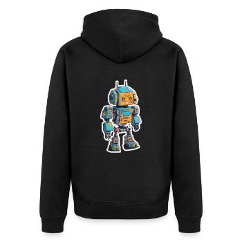 Niedliches Design für Technikliebhaber - Unisex Premium Bio Zip Hoodie - Schwarz - Hinten - Nico (187cm)