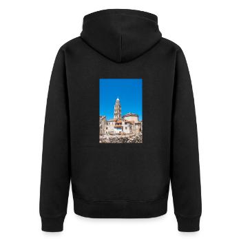 Die Kathedrale des Heiligen Domnius aus dem Vomitorium - Unisex Premium Bio Zip Hoodie - Schwarz - Hinten - Nico (187cm)