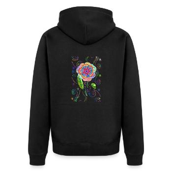Blume - Unisex Premium Bio Zip Hoodie - Schwarz - Hinten - Nico (187cm)