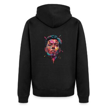 Latin - Unisex Premium Bio Zip Hoodie - Schwarz - Hinten - Nico (187cm)