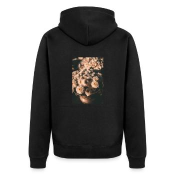 Chrysanthemen Blumen - Unisex Premium Bio Zip Hoodie - Schwarz - Hinten - Nico (187cm)