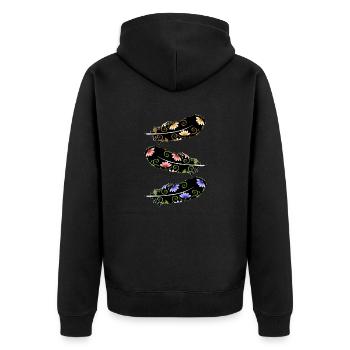 Feder - Unisex Premium Bio Zip Hoodie - Schwarz - Hinten - Nico (187cm)