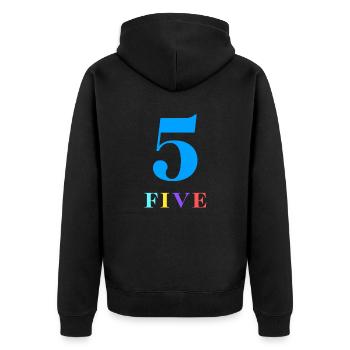 Five -5th Anniversary - Unisex Premium Organic Zip Hoodie - black - Back - Nico (187cm)