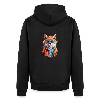 Cool Red Fox in Sunglasses - Unisex Premium Organic Zip Hoodie - black - Back - Nico (187cm)