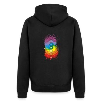 Chakra-Gleichgewicht - Unisex Premium Bio Zip Hoodie - Schwarz - Hinten - Nico (187cm)