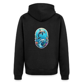 Delfin & Ozean - Unisex Premium Bio Zip Hoodie - Schwarz - Hinten - Nico (187cm)