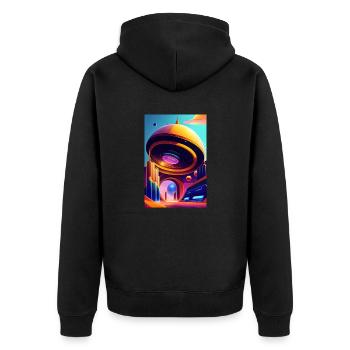 Retro Arcade - Unisex Premium Organic Zip Hoodie - black - Back - Nico (187cm)