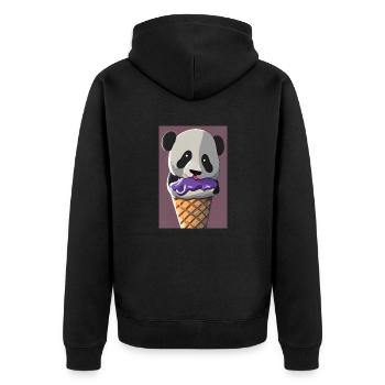 Eis Panda - Unisex Premium Bio Zip Hoodie - Schwarz - Hinten - Nico (187cm)
