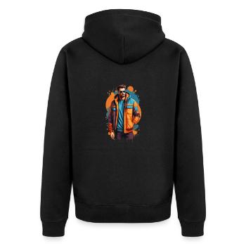 Schließ mich an - Unisex Premium Bio Zip Hoodie - Schwarz - Hinten - Nico (187cm)
