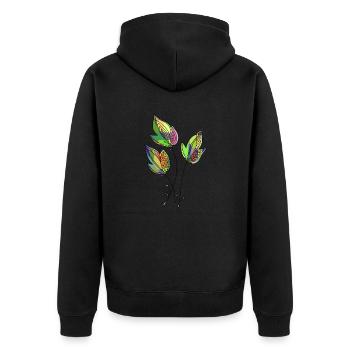 Liste - Unisex Premium Bio Zip Hoodie - Schwarz - Hinten - Nico (187cm)