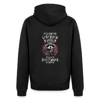 Feuerwehr Legenden sind im September geboren - Unisex Premium Bio Zip Hoodie - Schwarz - Hinten - Nico (187cm)